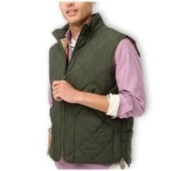 J. Crew Factory Men's Walker Quilted Vest in Dark Moss (Forest Green) - Picture 15 of 16